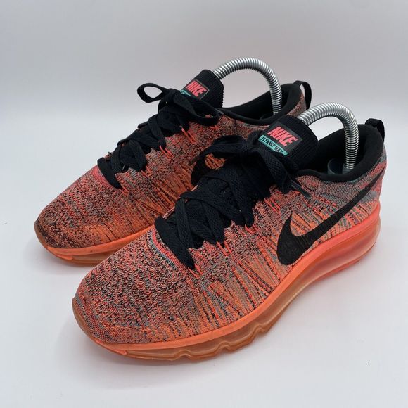 Nike Flyknit Air Max Trainers Running Shoes Hyperpunch Orange 620659601 UK4/37.5 - Picture 5 of 13